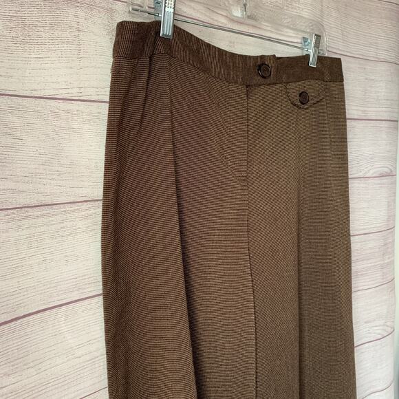 Briggs New York Brown Houndstooth Wide Leg Palazzo Cropped Pants Capris Size 14 - Picture 16 of 16